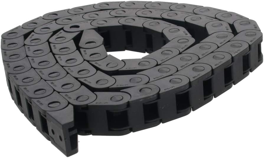 Fielect Drag Chain Cable Carrier Open Type with End Connectors R100 35X100mm 1 Meter Plastic for Electrical CNC Router Machines Black 1Pcs