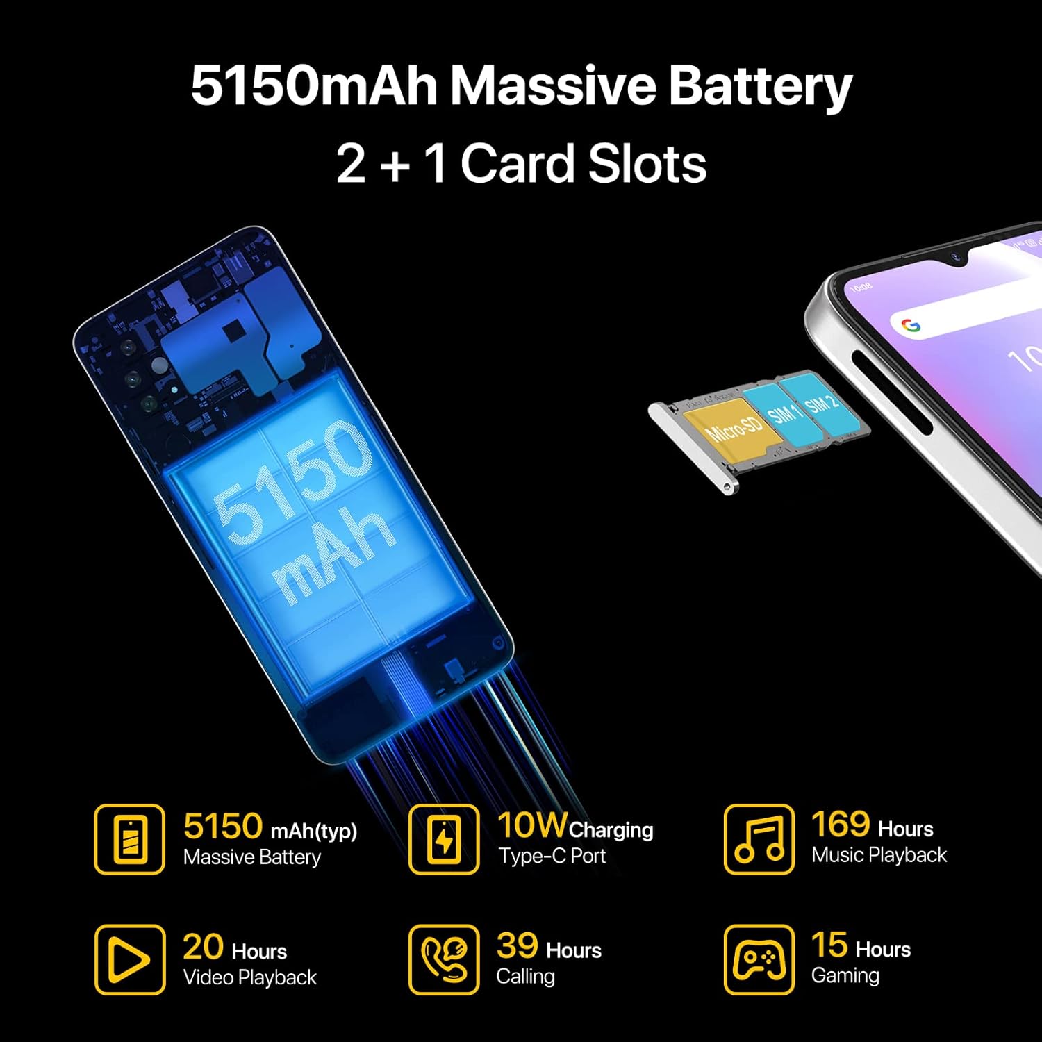 UMIDIGI A11 Pro Max Unlocked Cell Phone, Helio G80, 4GB+128GB Expandable 256GB, 6.8 Inch FHD Touch Screen, 5150mAh Battery Android 11 Smartphone, 48MP+16MP, Dual SIM 4G Volte, Al Face Unlock
