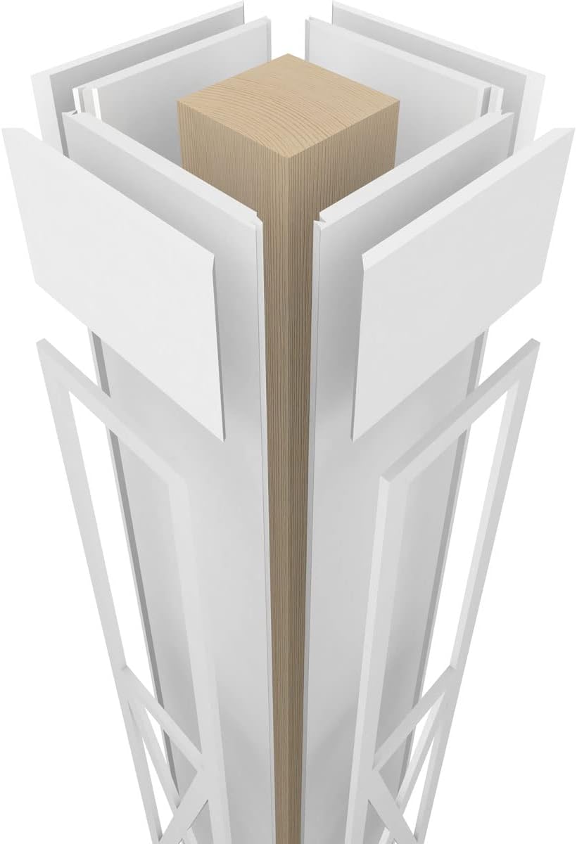 Ekena Millwork 8"W x 8'H Craftsman Classic Square Non-Tapered X-Board Farmhouse Fretwork Column w/ Standard Capital & Standard Base