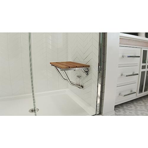 DreamLine SHST-02-TN Shower Seat, 20" W x 14" D, Teak