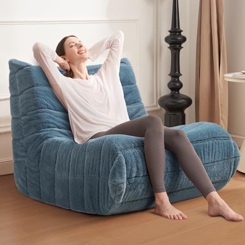 Bean Bag Chair Big Sofa Beanbag Chair for Adults Fireside Chair Bean Bag Lounger with Memory Foam Filled for Home,Apartment or Gaming Venue(Black Plush)