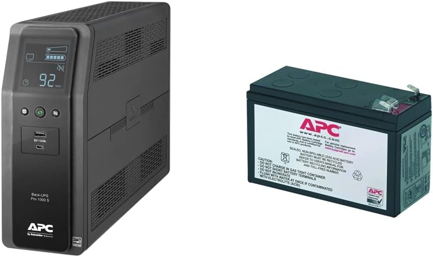 APC UPS 1000VA Sine Wave UPS Battery Backup and Surge Protector, BR1000MS Backup Battery Power Supply with AVR, (2) USB Charger Ports