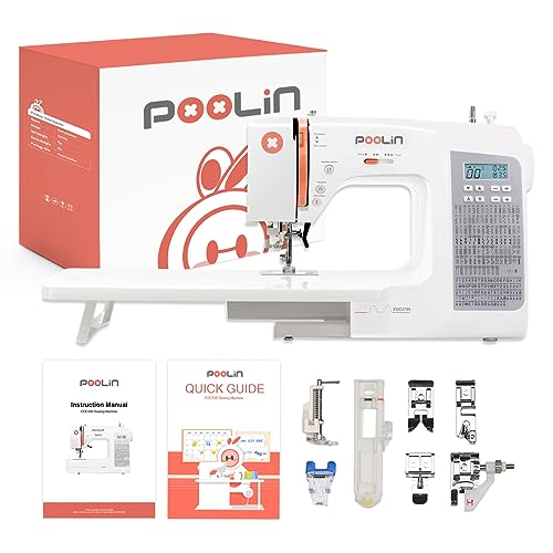Computerized Self Threading Sewing Machine - 293 Stitches Applications, Comes with Expansion Table and Social Media Video Tutorials, Include 7 Presser feet & Multiple Accessories
