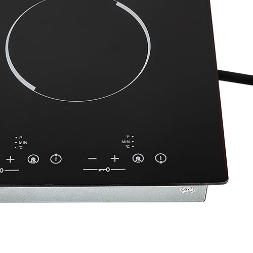 2 Burner Electric Cooktop, 1500W 110V Electric Ceramic Cooktop Built-in Electric Stove Top with 2 Electric Burners, 9 Heating Level and Kid Safety Lock, Sensor Touch Control