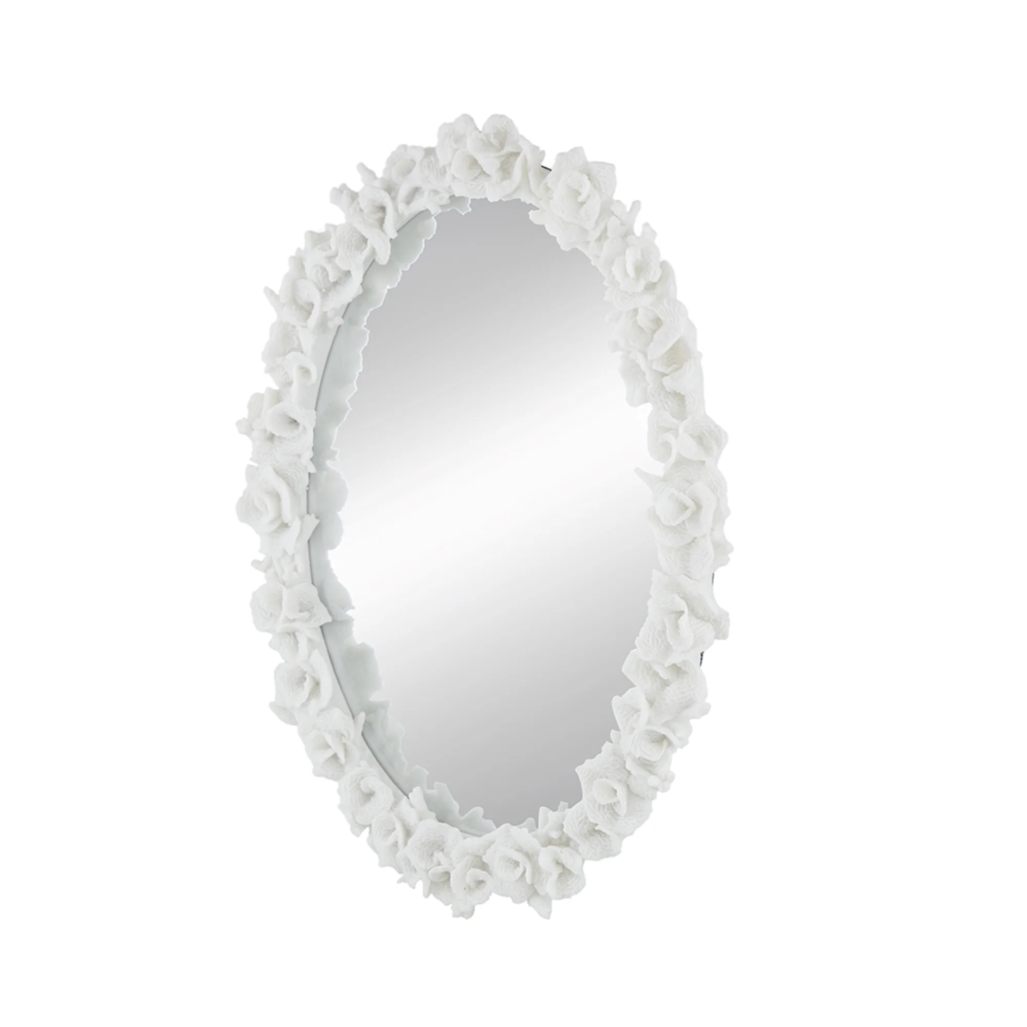 CC Home Furnishings Coral Oval Wall Mirror - 3' - White