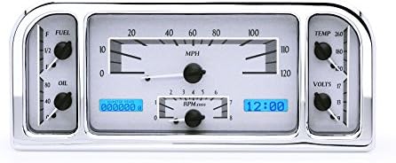 Dakota Digital VHX-37F-S-B Compatible with 1937-38 Ford Car VHX Analog Dash Gauge System Silver Alloy Blue Backlighting