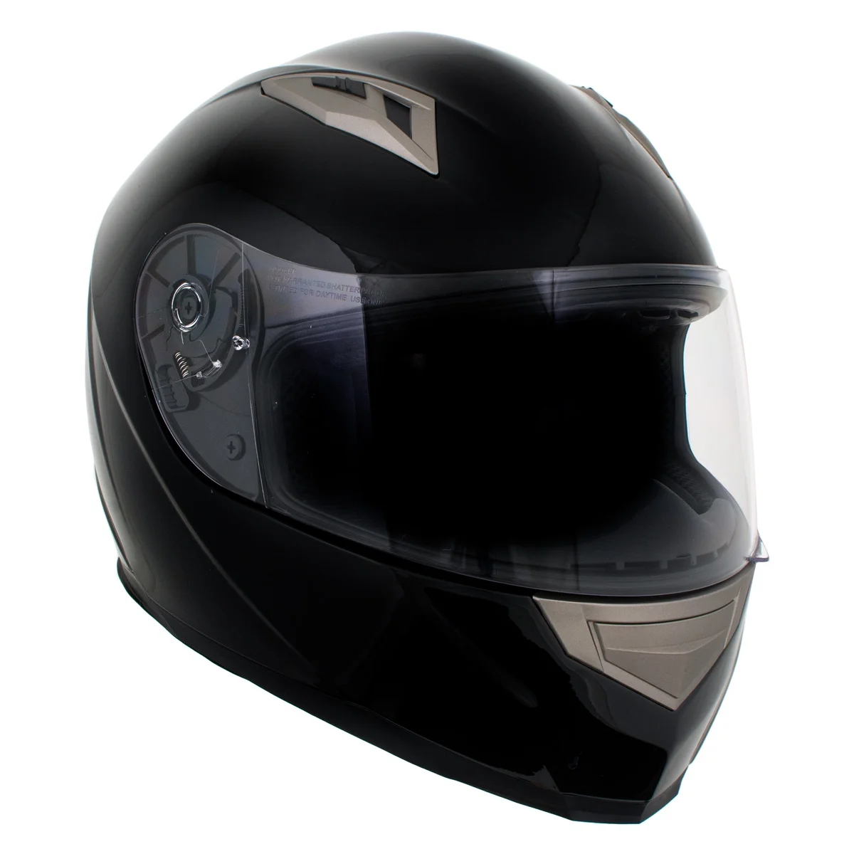 Milwaukee Helmets H510 Gloss Black 'Chit-Chat' Full Face Motorcycle Helmet w/ Intercom - Built-in Speaker and Microphone for Men / Women Medium