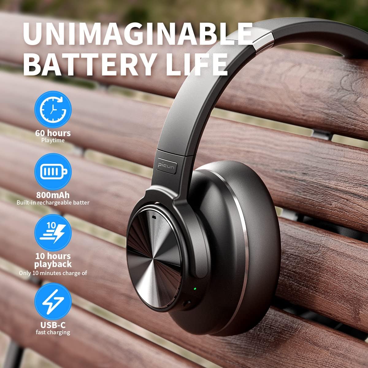 Active Noise Cancelling Headphones, Hi-Res Audio, Bluetooth Headphones with 4-Mic ENC Call, Transparent Mode, 60H Playtime, Wireless Headphones Over Ear with Multipoint Connection for Travel/Home/Work