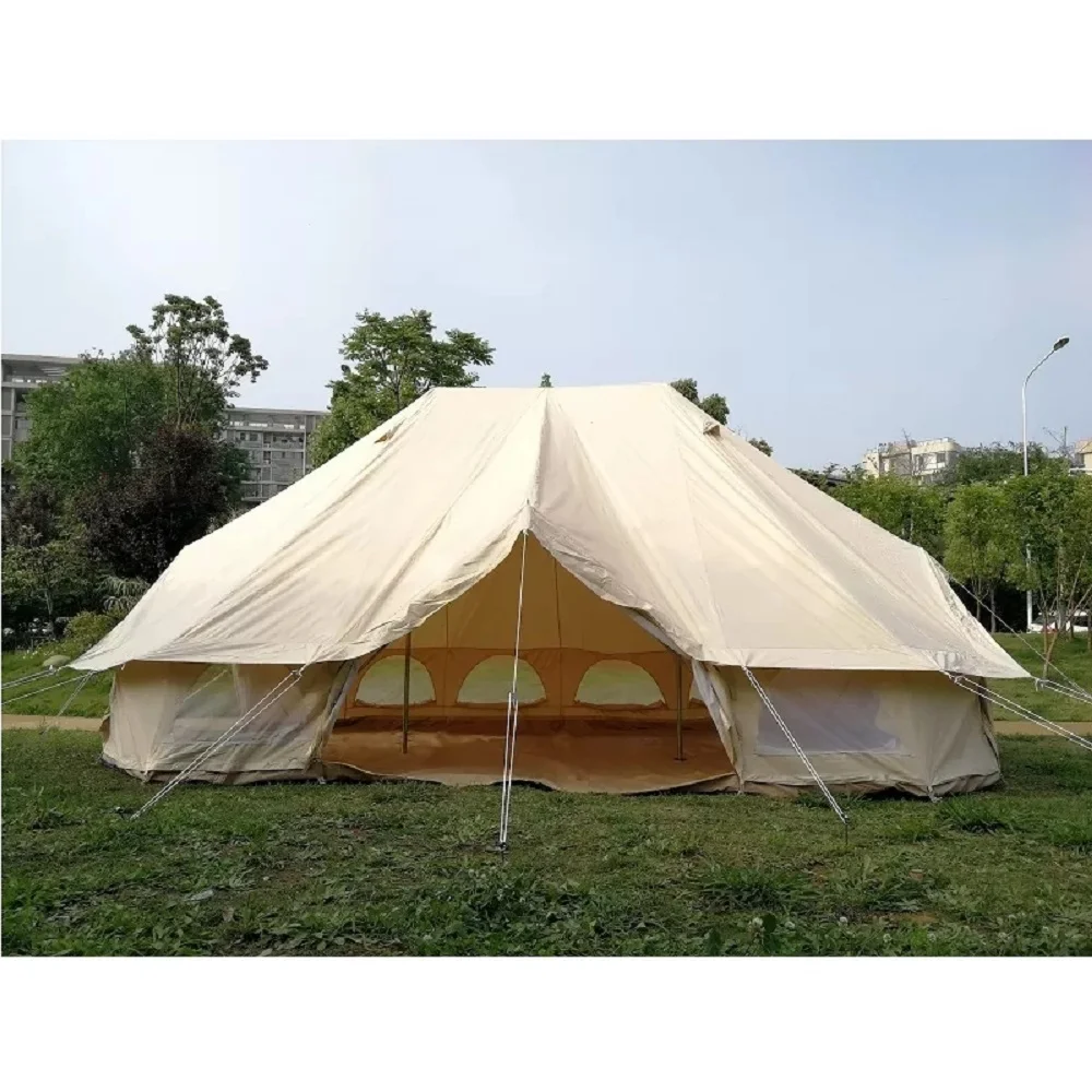 Teepee Tent Emperor Twin Bell Tent Three-Door Canvas Luxury Tent Safari Tent Canvas Luxury Family Yurt Tent