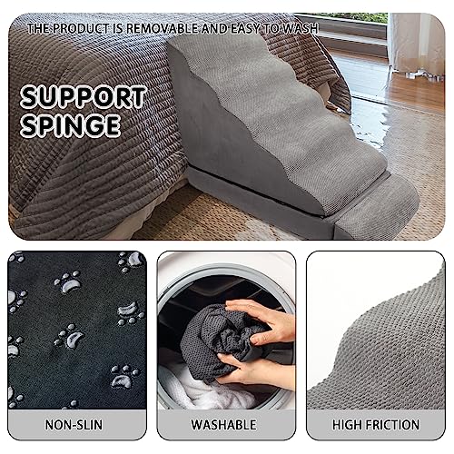 Foam Dog Stairs & Steps Ramps for High Beds 30-36 inches High Tall, LitaiL 6 Step Pet Stairs/Steps for High Beds 30 inch Large Dogs, Non-Slip Dog Ramps for Small Dogs, for Older Dogs/Cats Injured