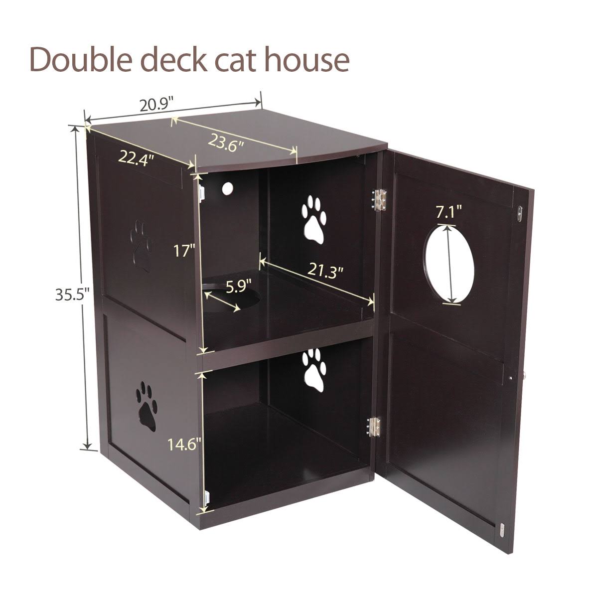 coziwow Stackable Double Cat Sitting in Litter Box