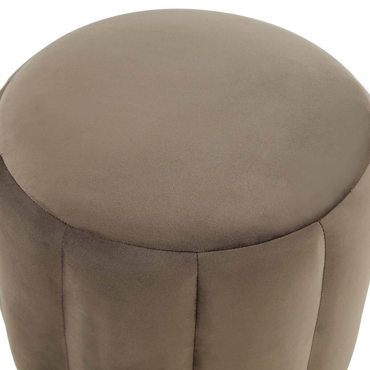 LeisureMod Franklin Round Velvet Ottoman Footrest with Gold Base - Purple