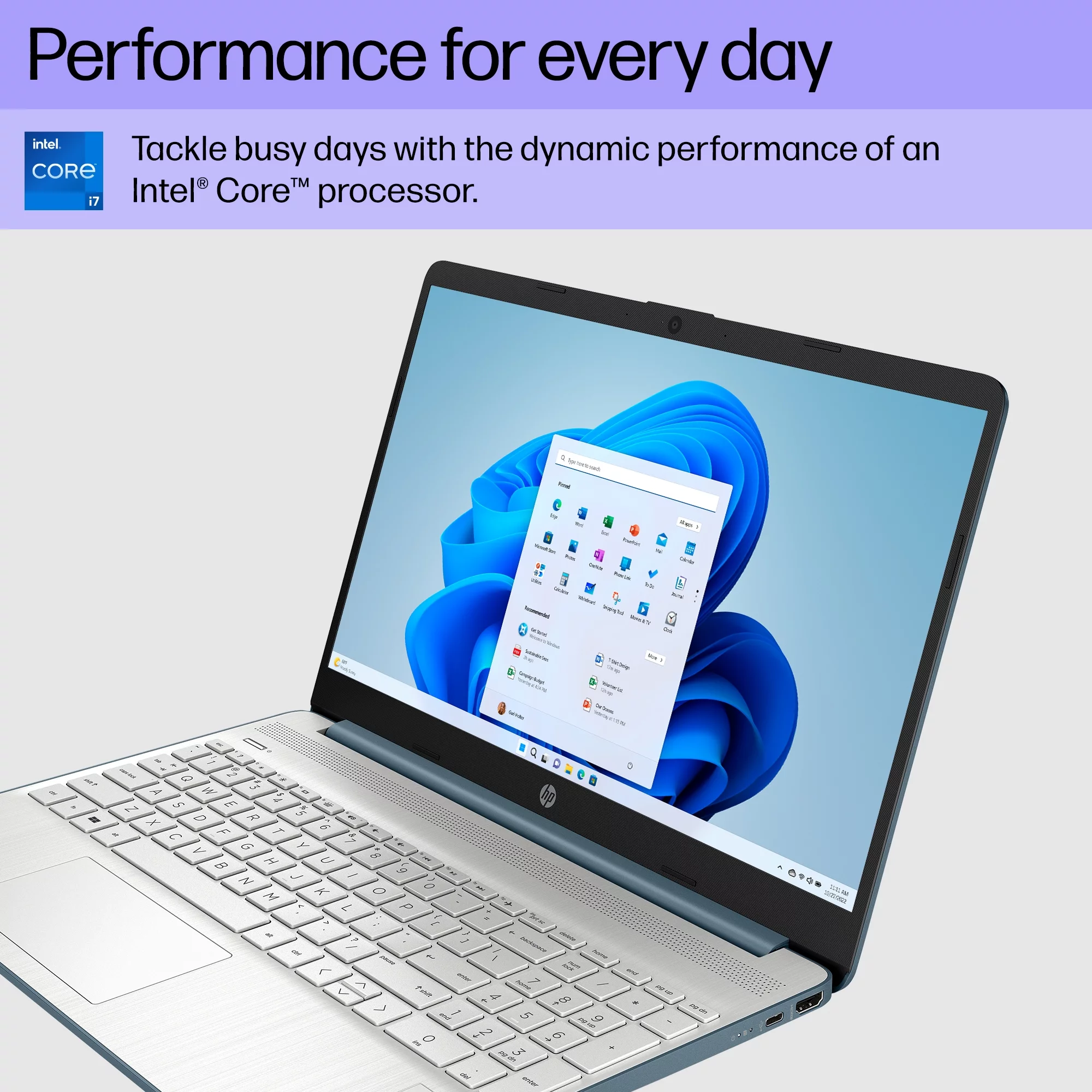 HP 15.6" FHD Laptop, Intel Core i7-1165G7, 16GB RAM, 512GB SSD, Spruce Blue, Windows 11 Home, 15-dy2762wm