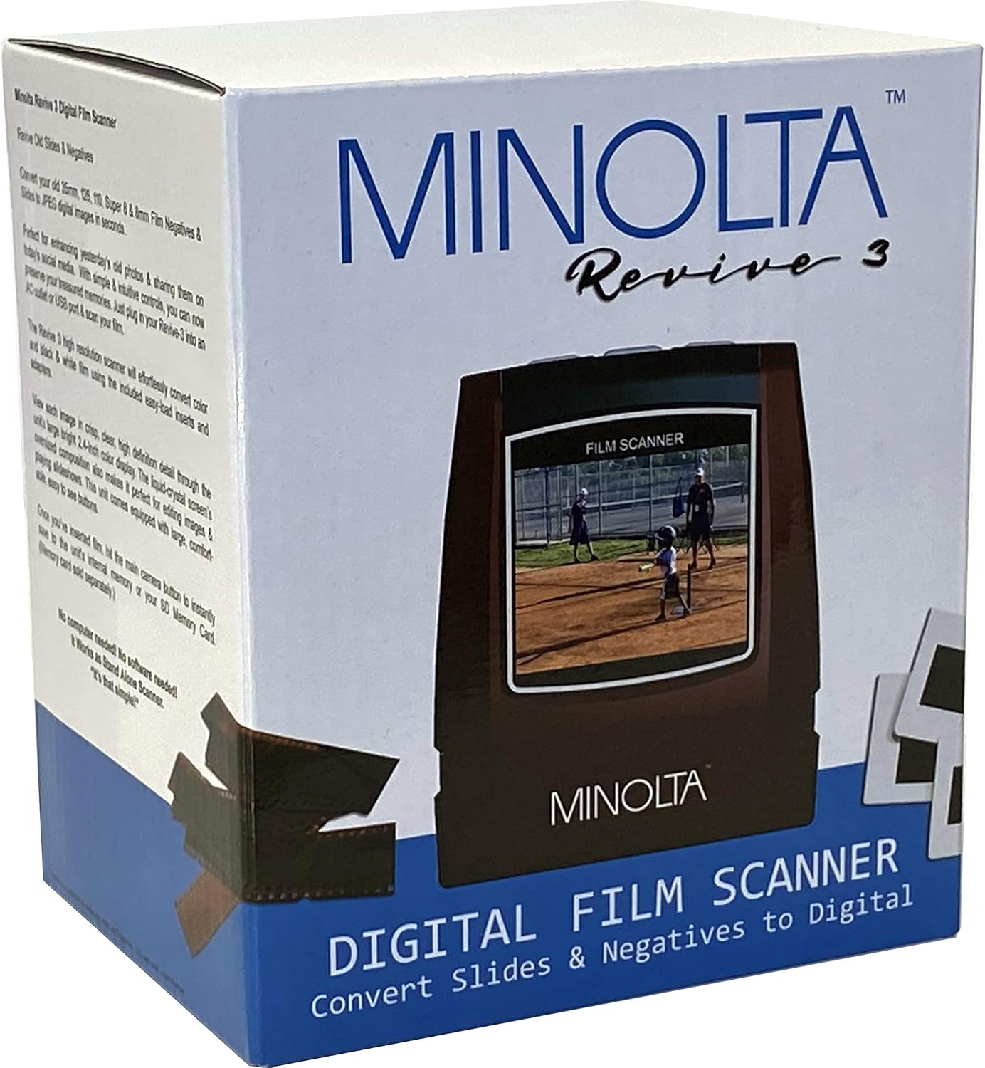 MINOLTA Film & Slide Scanner, Convert Color & B&W 35mm, 126, 110 Negative & Slides, Super 8 Films to 22MP JPEG Digital Photos, 16GB SD Card, Worldwide (Red)