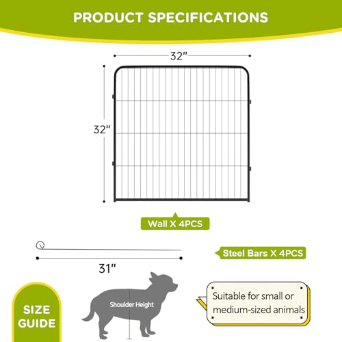 BestPet Dog Playpen Indoor 40 inch 16 Panels Metal Dog Pen Pet Dog Fence Outdoor Exercise Pen with Doors,Pet Puppy Playpen for RV Camping Yard, Black