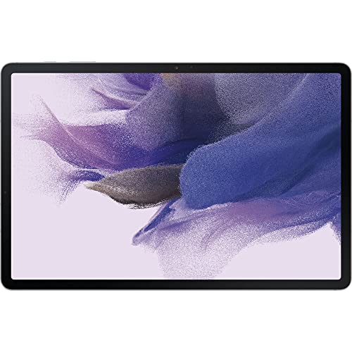 SAMSUNG Galaxy Tab S7 FE 2021 Android Tablet 12.4” Screen , Mystic Silver with Samsung Tab S7 FE and S7+ Lite Slim Keyboard Cover