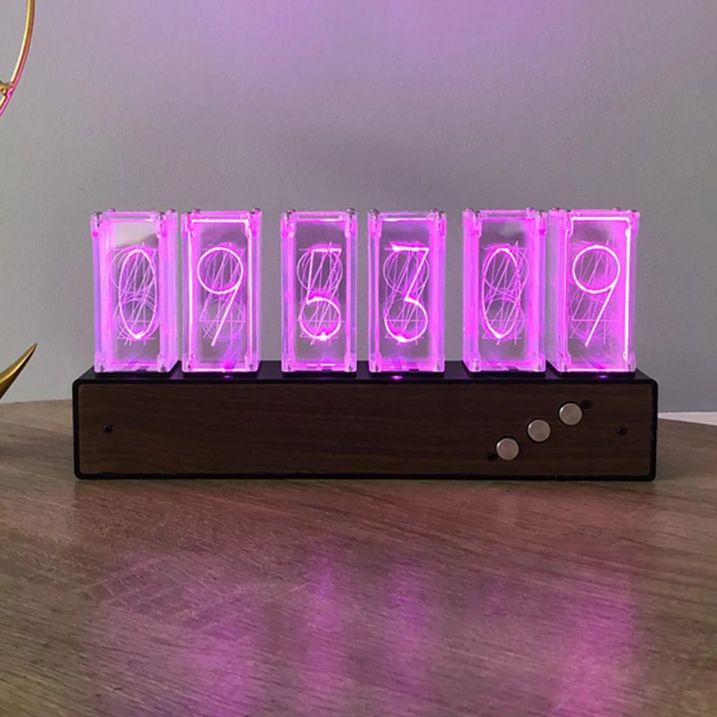 LED Nixie Clock, Digital Tube Clock, Nixie Tube Clock Multiples, USB for Lovers, Boyfriend, Christmas, Birthday Gift