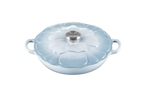 Le Creuset Signature Enameled Cast Iron Petal Braiser, 2.25qt., Coastal Blue