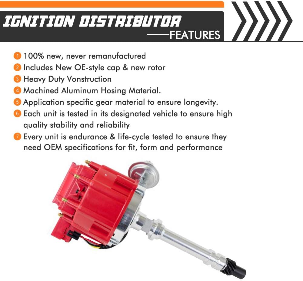 Performance HEI Ignition Distributor fits for Chevy GM SBC BBC 7500RPM V8 65k Coil 283 305 307 327 350 400 Small Blocks and 396 427 454 Big Blocks Pack of 2