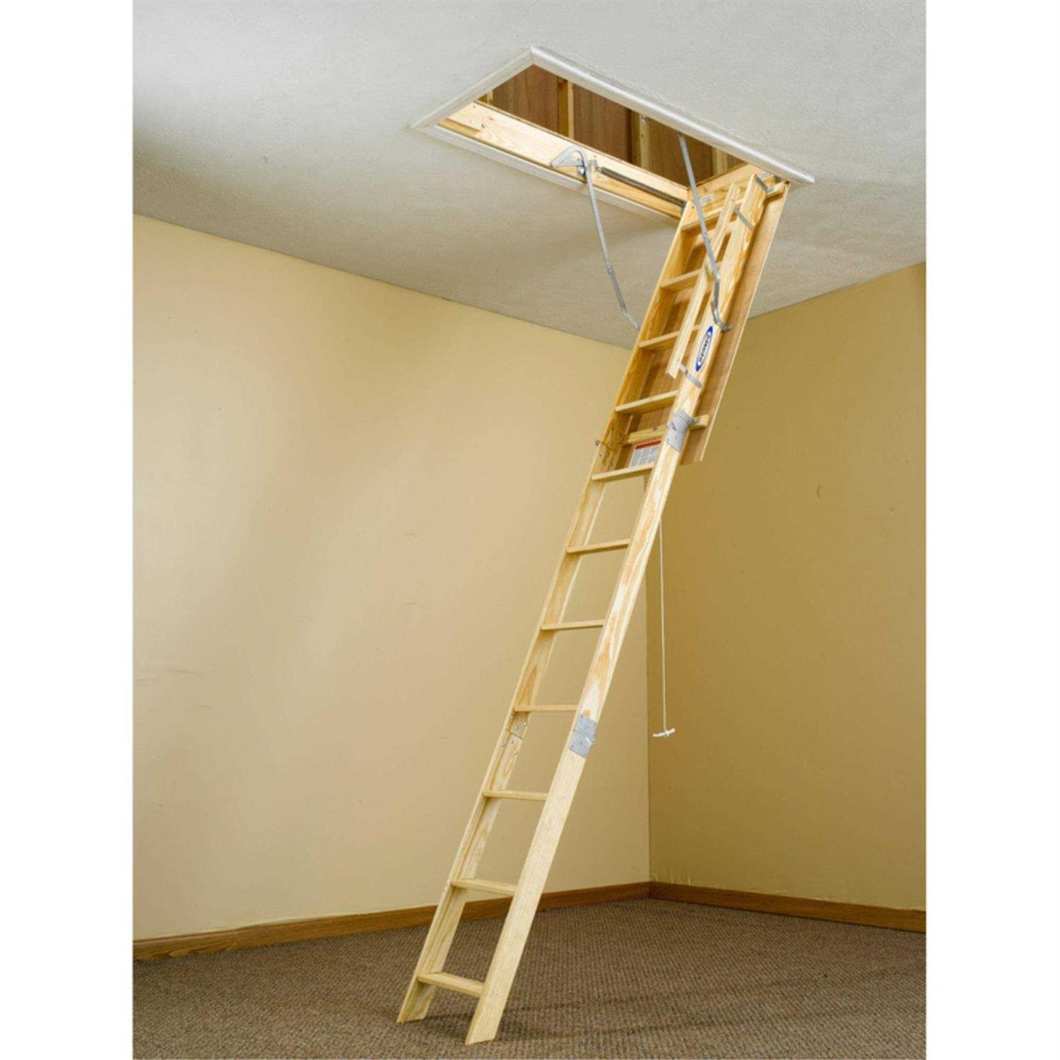 Werner 10.2 ft. H x 22.5 In. W Wood Attic Ladder Type 1 250 lb. Capacity