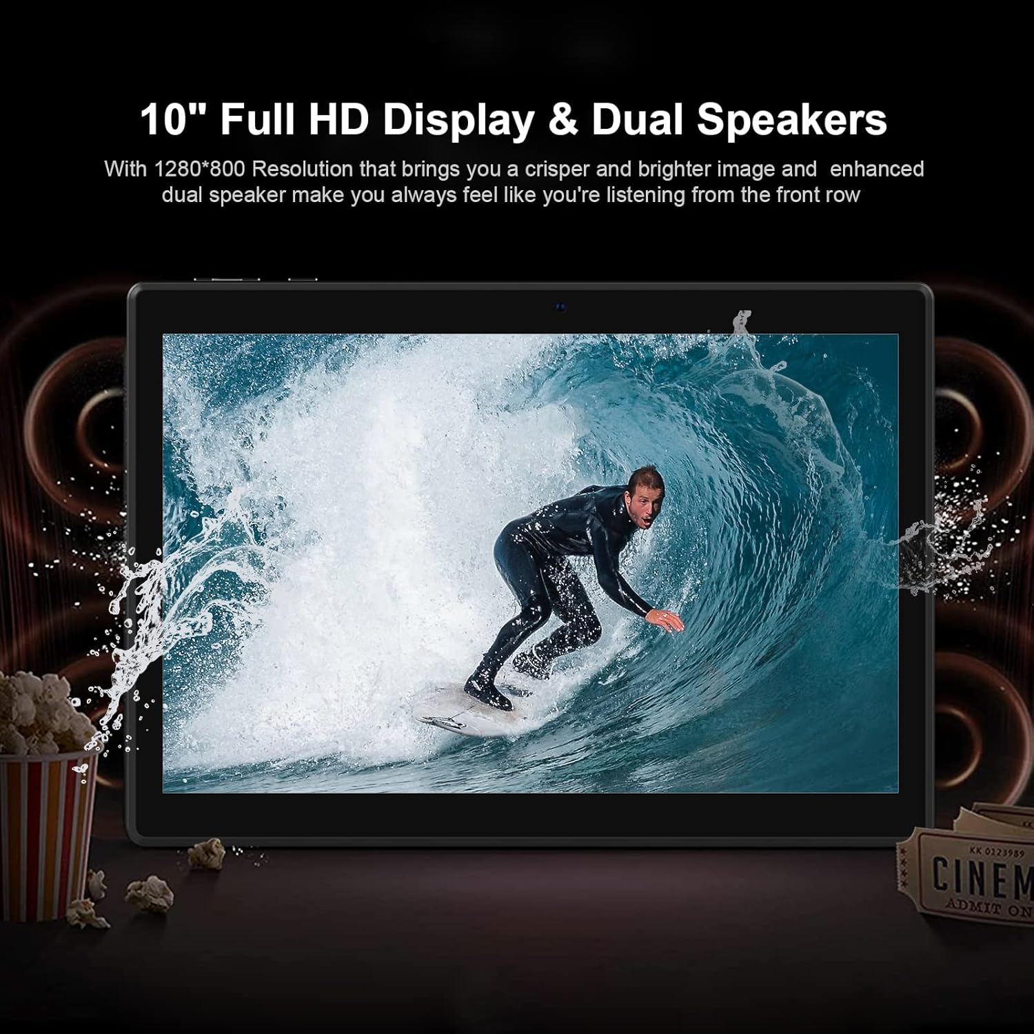 Tablet 10 Inch, Android Tablets, Quad-Core Processor, 32GB ROM 128GB Expand，2+5MP Camera,IPS HD Touch Scree, 6000mah Battery, WiFi Bluetooth, 2022 Powerful Performance Tablet Computer(Black)