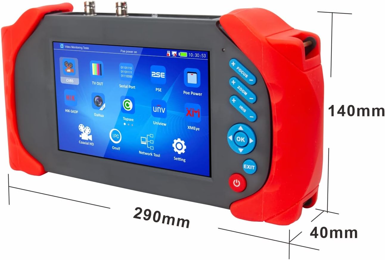 NOYAFA CCTV Monitor Camera Tester,7 Inch IPS Touch Screen ，CVI TVI AHD CVBS Analog Camera ，Support PTZ Control/DC12V Power Output, Cable Tester with POE/Rapid/IP Discovery/Built in Wi-Fi