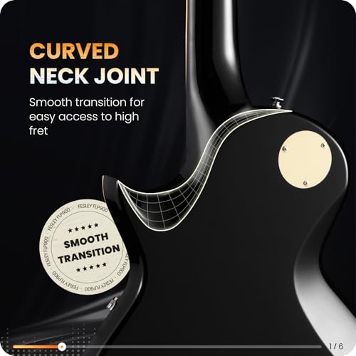 Fesley LP Electric Guitar with Arched Top:39" Solid Body Electric Guitars with Mahogany Body and Rosewood Fretboard,Electric Guitar with Humbucker Pickups, Guitarra Eléctrica with Alice String,Gold