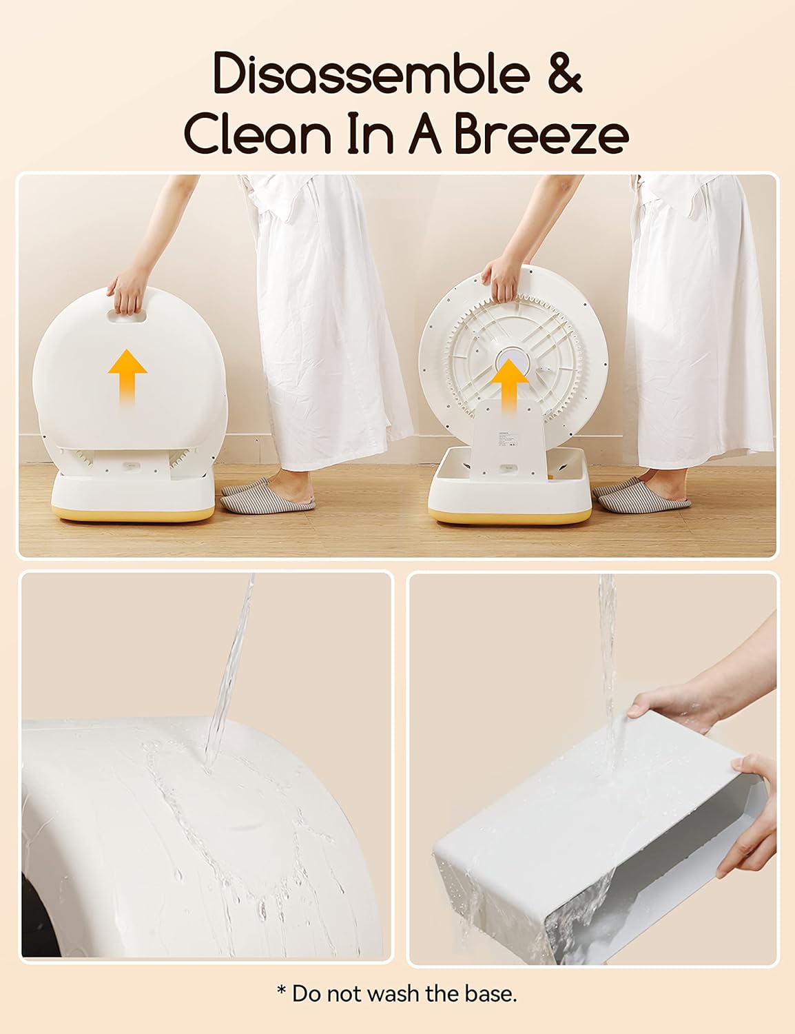 MeoWant Self-Cleaning Cat Litter Box-Yellow, Advanced Safety System Automatic Cat Litter Box Perfect for Multi Cats, Extra Large/Odor Control/APP Control Smart Cat Litter Box with Mat & Liner
