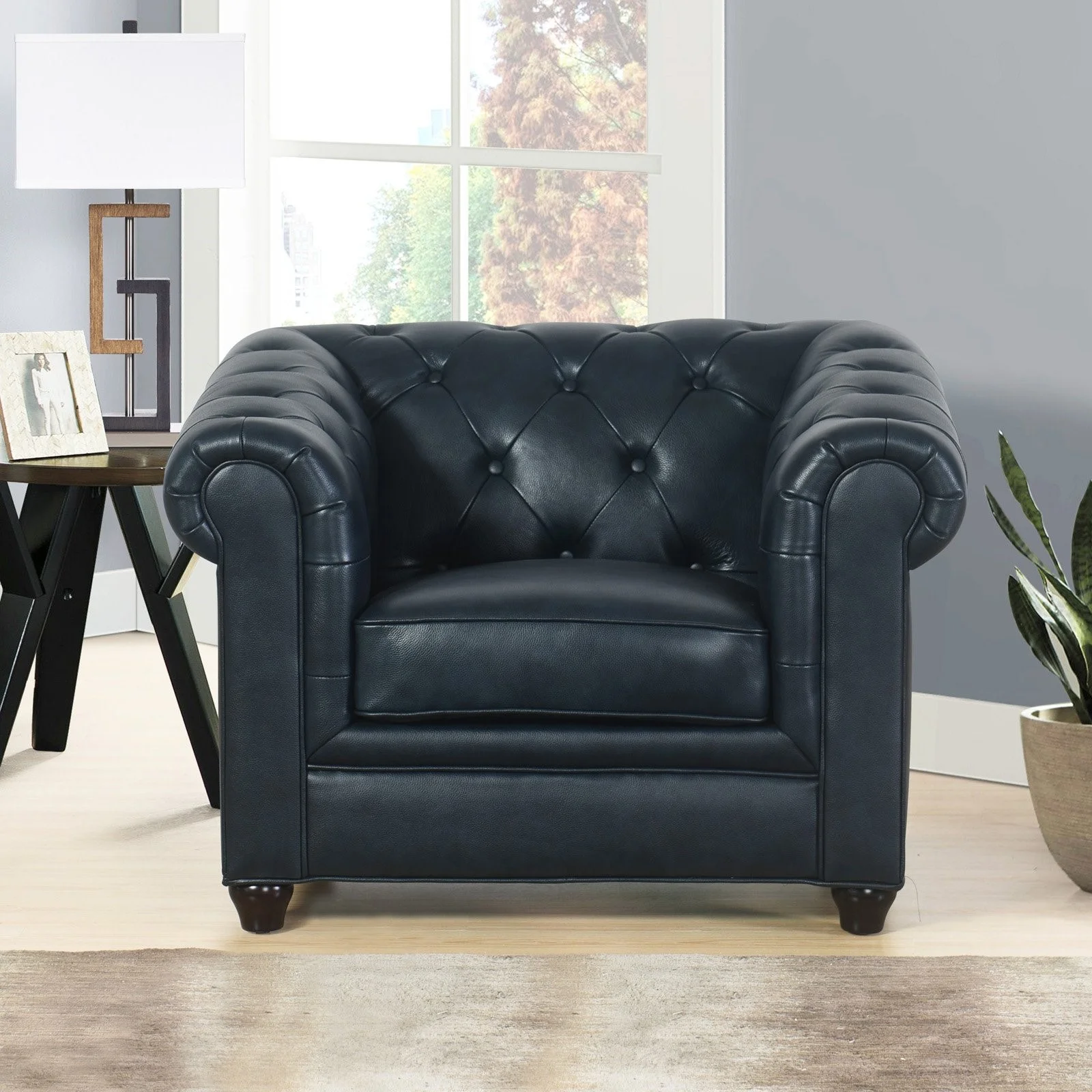 Abbyson Royale Leather Chesterfield Armchair