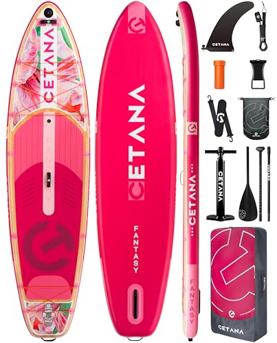 CETANA 11'6×35" Extra Wide Stand Up Paddle Board for Adults & Youth, 400lb Capacity Inflatable Paddle Board, Sup for 2+1 Person with Removable US Fin, 100L Backpack, Floating Paddle, Safety Leash