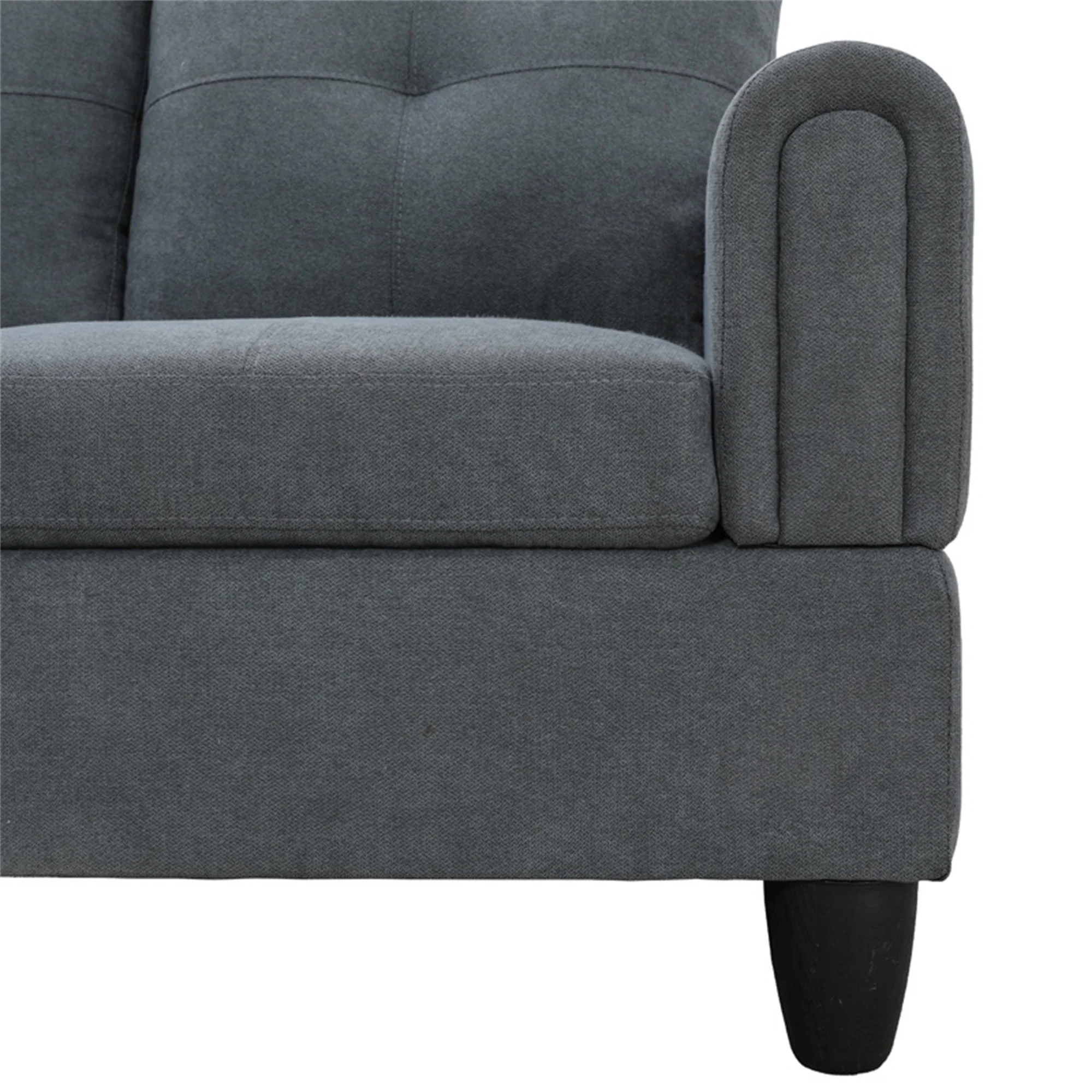 Aukfa Sectional Sofa, 97" Living Room Couch w/ Storage Ottoman, Left Facing Chaise, Flannel, Gray