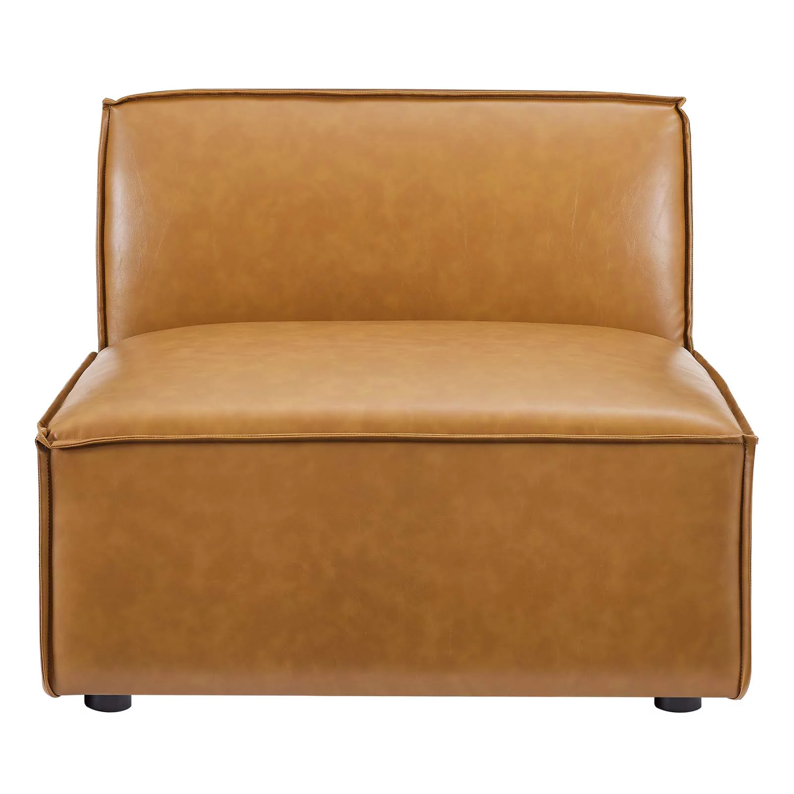 Modway Restore 5-Piece Vegan Leather Sectional Sofa in Tan