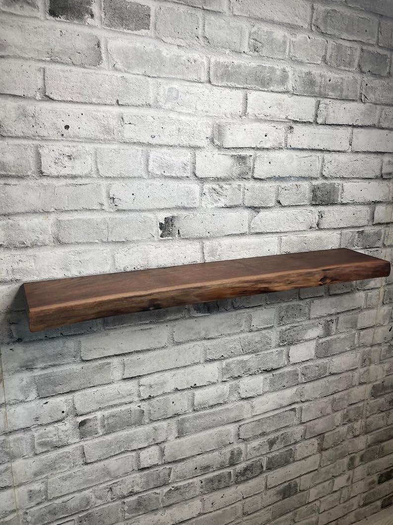 Live Edge Walnut Floating Shelf Kitchen Shelves Bathroom Shelf Brackets