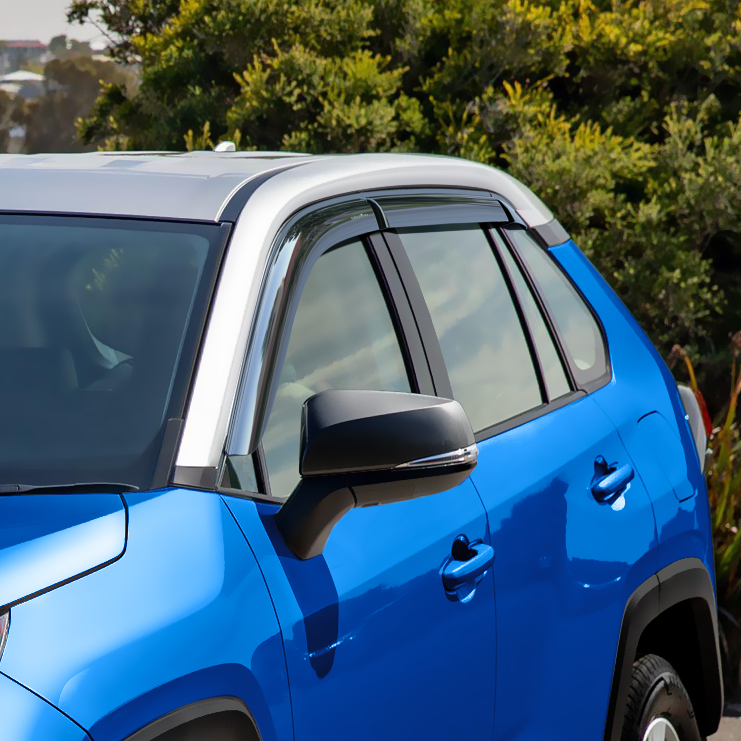 Goodyear Shatterproof Window Deflectors for Toyota RAV4 2019-2024, Tape-on Rain Guards, Window Visors, Vent Deflector Visor, Car Accessories, 6 pcs. - GY008719