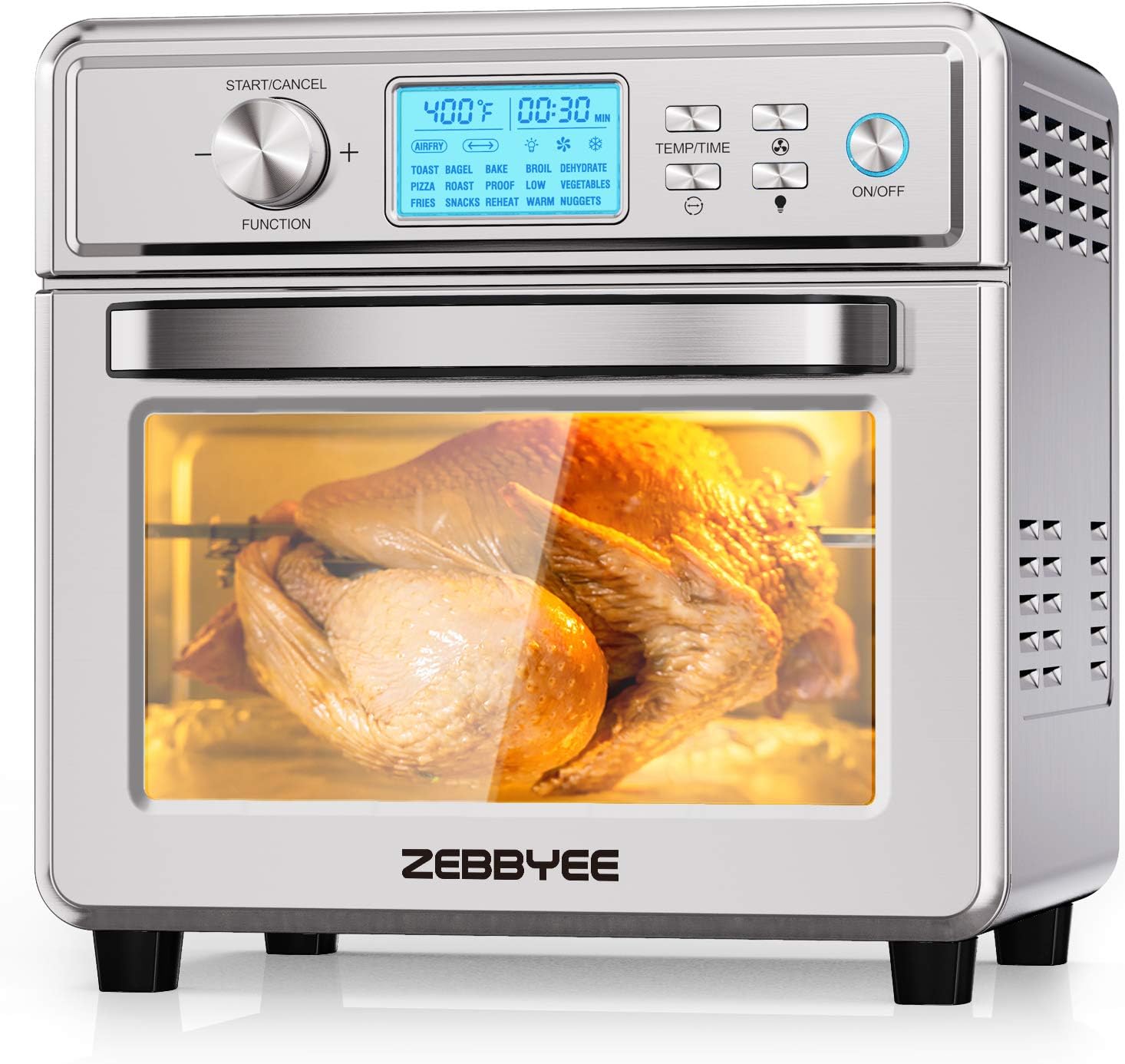 Zebbyee 22QT Air Fryer Oven, 16-in-1 Convection Oven, 1700W Toaster Oven, Air Fryer Toaster Oven Combo with Rotisserie Dehydrator, Bake, Toast, Roast Function, 5 Accessories. ETL Certified