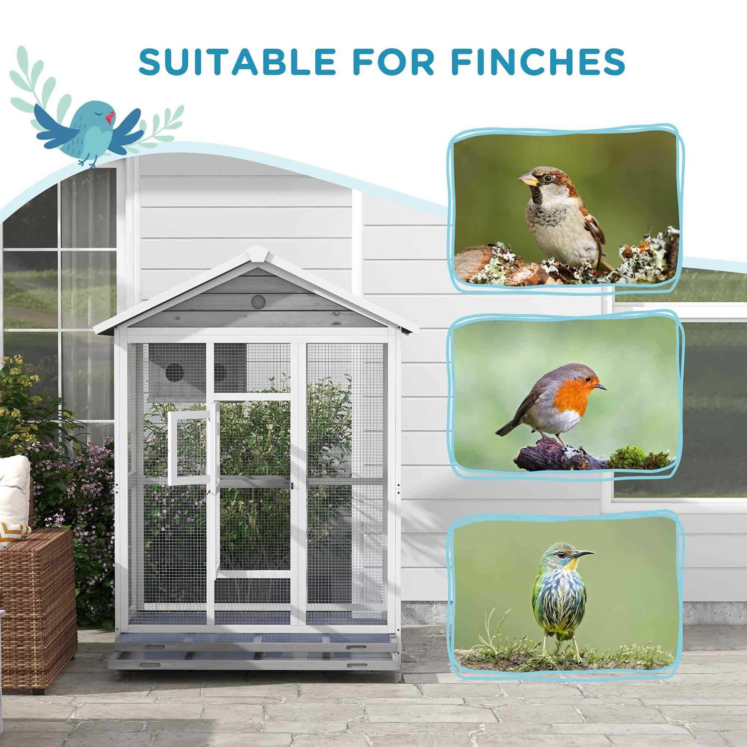PawHut 64.5 Wooden Bird Cage Aviary, Flight Cage with 4 Perches, Nest and Slide-Out Tray for Indoor/Outdoor - Pet Supplies online store