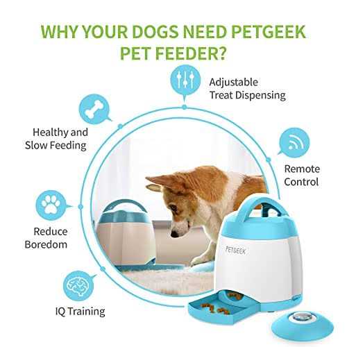 PETgEEK Treat Dispenser Dog Toys, Automatic Pet Feeder with Dual Power Supply and Remote control, Dog Puzzle Toys and Interactive Dog Toys in One - Pet Supplies online store