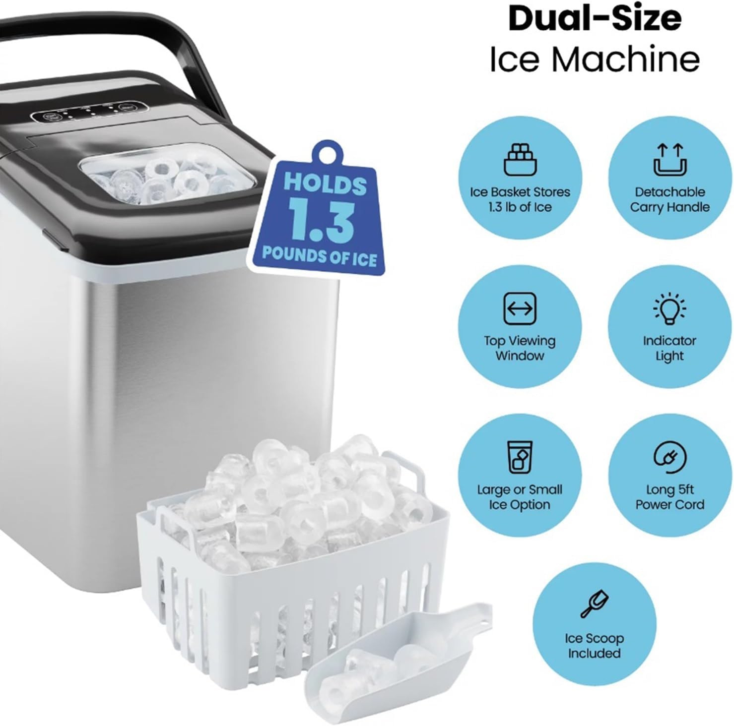 Bench Ice Maker Double Size Ice Maker 6 Minutes Per Lot Two Size Options Ice Cube Machine Electric Ice Machine