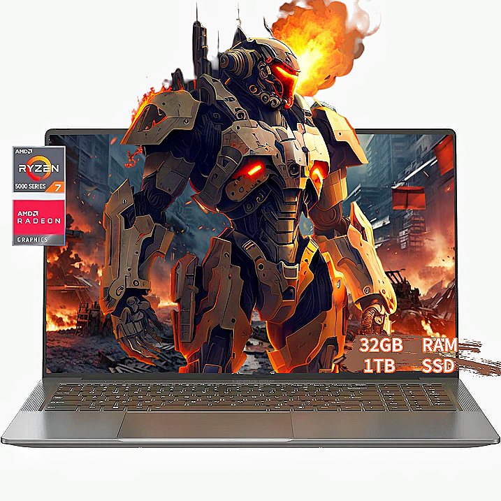 Laptop ,Gaming Laptop 15.6 FHD , AMD Ryzen 7 5825U, 32GB RAM, 1TB SSD, Windows 11PRO, Graphite, Backlit KB, Gray