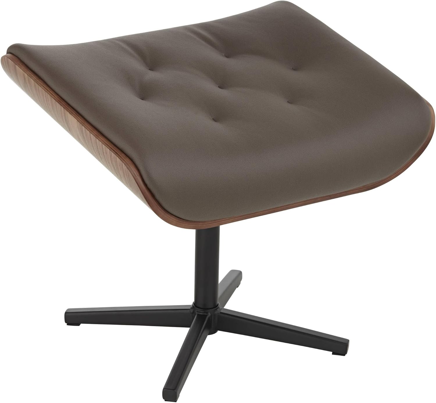 BenchMaster Malibu Chocolate Tufted Faux Leather Swivel Recliner and Slanted Ottoman