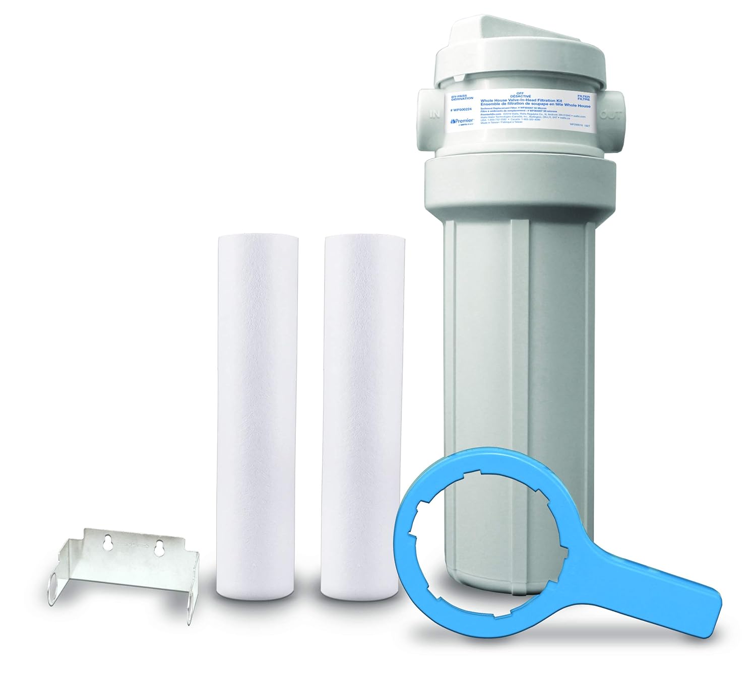 Watts Premier OFPCOM Whole House OneFlow Plus Combo Water Filter Replacement Pack with Carbon Block and OneFlow, 2 pack & WHT WH-LD Whole House 50-Micron Sediment Water Filtration Kit, White
