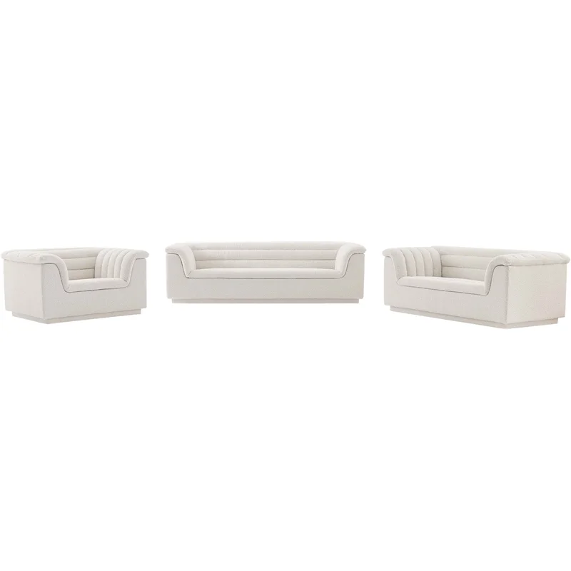Meridian Furniture Cascade Cream Boucle Fabric Loveseat
