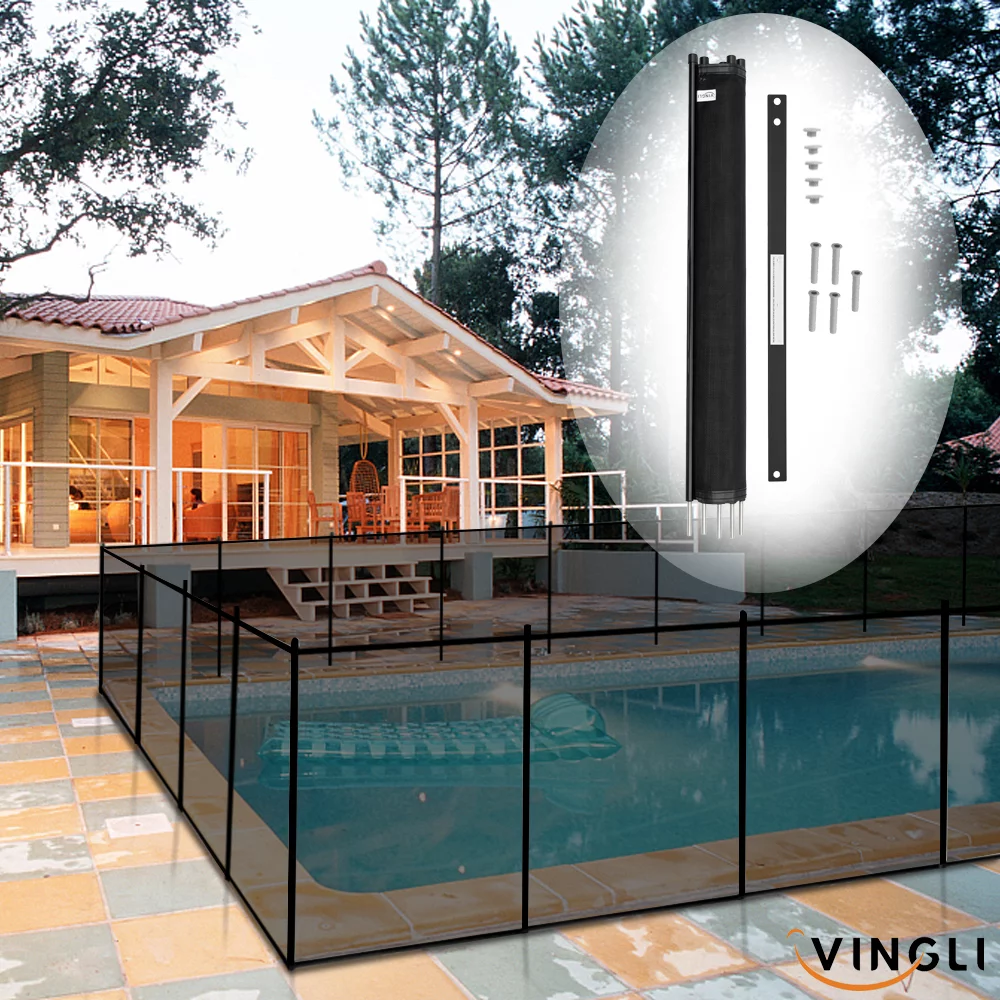 VINGLI 5 ft x 48 ft Swimming Pool Fence in Ground Pool Safety Fencing, Black