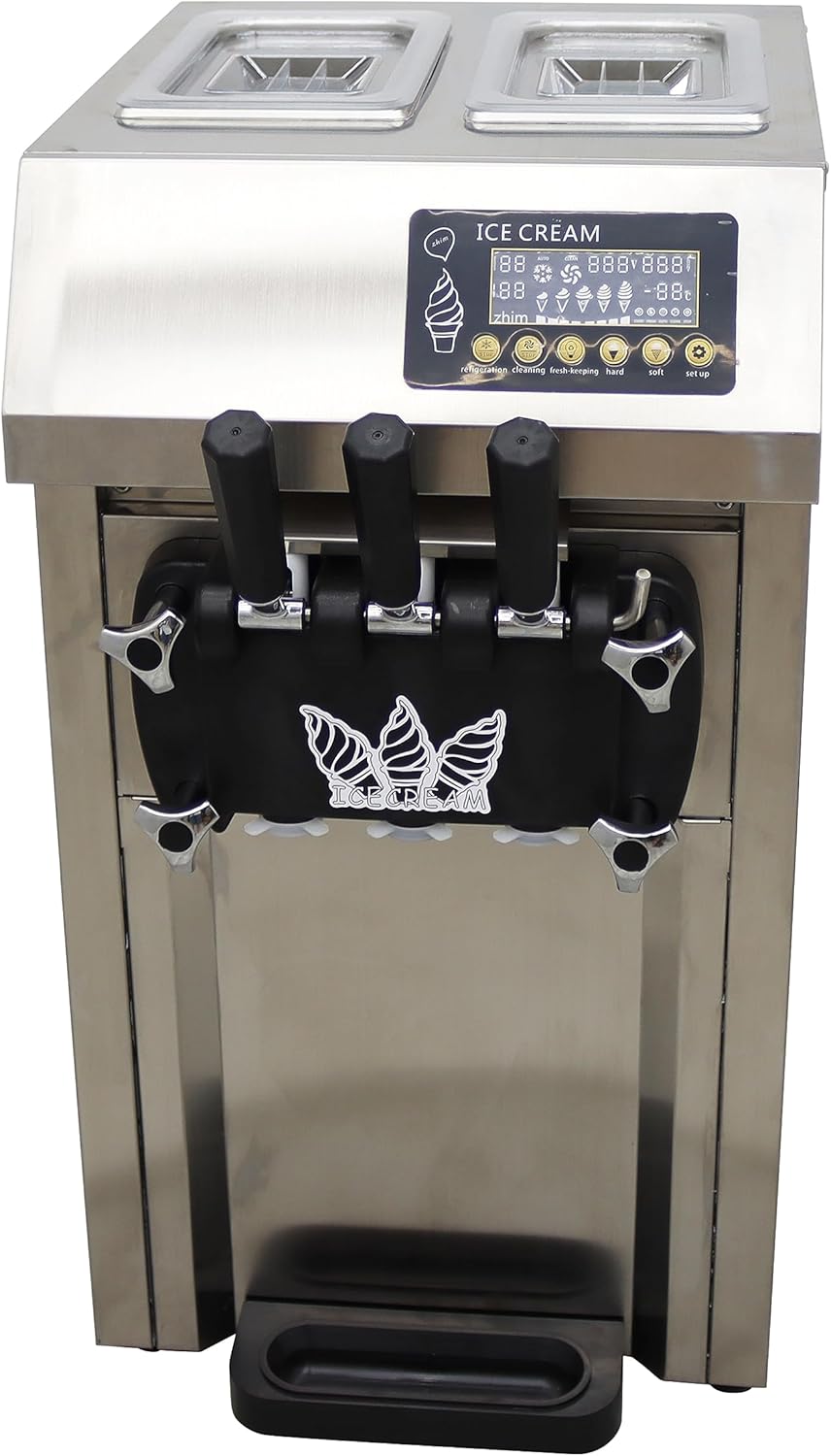 Soft Ice Cream Mahcine 3 Flavors Commercial Soft Ice Cream Maker Stainless Steel Soft Serve Ice Cream Machine Fruit Dessert Yogurt Ice Cream Maker 110V