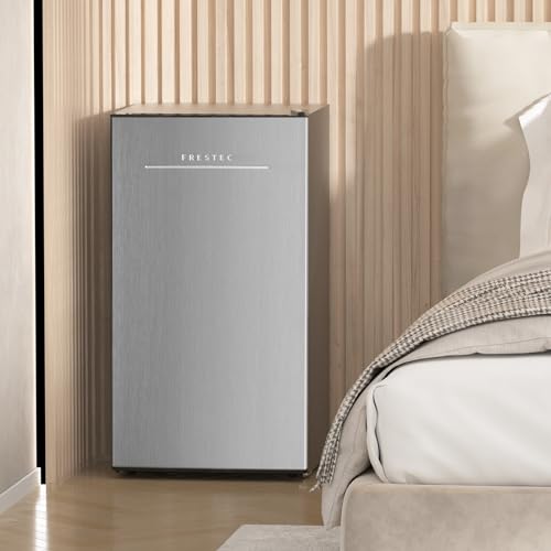 Frestec 3.1 Cu.Ft Mini Fridge for Bedroom, Retro Mini Refrigerator with freezer, Dorm Fridge with Freezer, Compact Small Fridge Perfect for Room and Office, Adjustable Temperature
