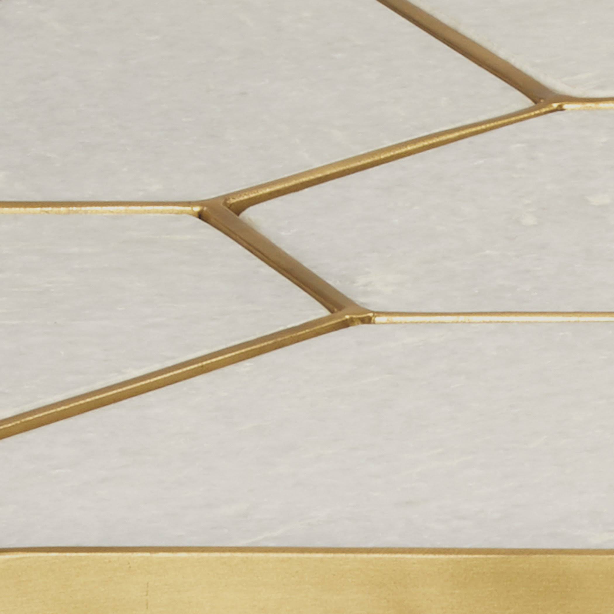 Jamie Young Perennial Side Table in White Marble u0026 Brass Metal