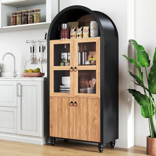 HollyHOME 72" Kitchen Pantry Cabinet, Storage Cabinet with 4 Doors and 1 Drawer, Freestanding Cupboard with Adjustable Shelves and 6 Door Shelves for Kitchen, Dining Room, Living Room, White