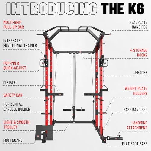 Mikolo Power Cage, Power Rack with Cable Crossover System, 1500LBS Squat Rack with LAT Pull Down System, Workout Cage with Pulley System for Fitness Home Gym