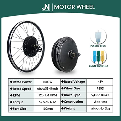 Electric Bike Conversion Kit 20"/24"/26"/27.5"/28"/29"/700C Front Wheel Electric Bike Conversion Kit,48V 1000W/1500W Electric Bicycle Motor Conversion Kit E-Bike Hub Motor with PAS System