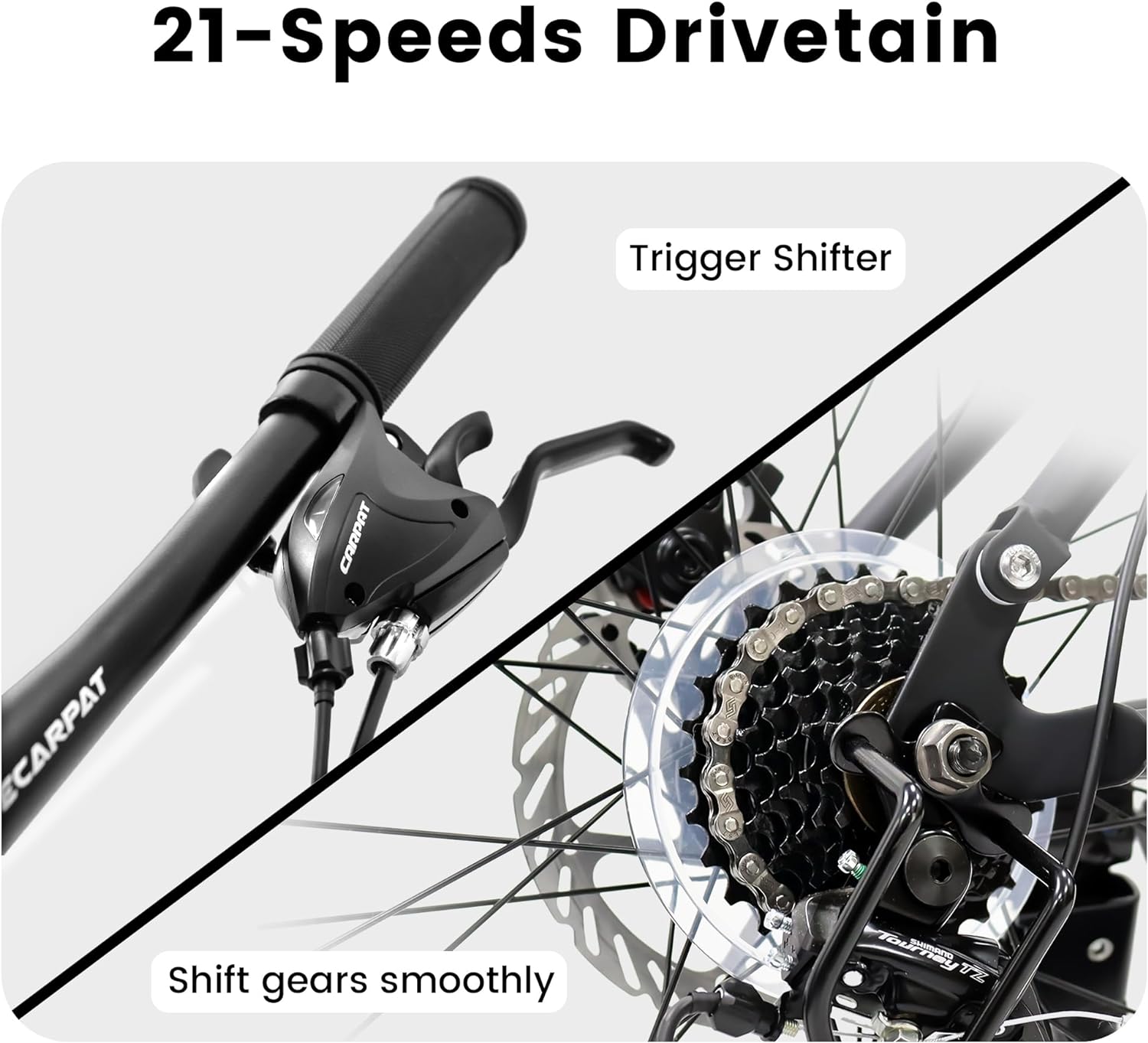 Full Dual Suspension 26 Inch Mountain Bike, 21-Speed Disc Brake, Front Fork Rear Shock Absorber Carbon Steel Frame Mountain Bike, Mens Womens Trail Commuter City Bicycles